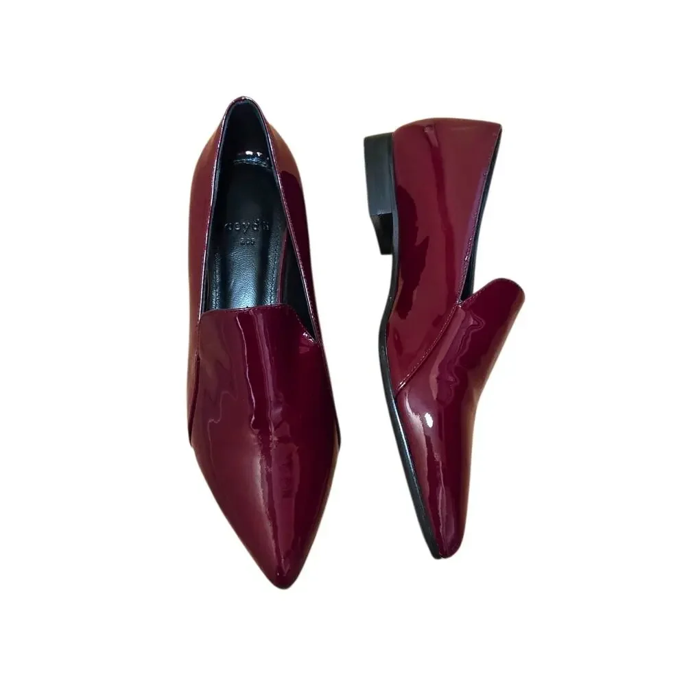 Aeyde Red Pointed Toe Patent Leather Minimalist Balletcore Ballet Flats